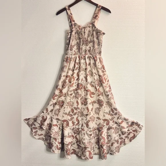 Grace Karin Floral Tiered Maxi Dress in Cream and Brown Size Small - Picture 2 of 15